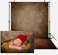 NEW Allenjoy Photography backdrop 5x7 ft. Fabric - Brown Wall w/ Wood Floor picture