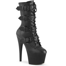 Pleaser Adore 1046 7In Heel Platform Lace-Up Ankle Boots Side Zip picture