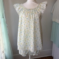 Vintage 1960s Poly Cotton Floral Babydoll Lounge Pajama Set Bloomers Philmaid M picture