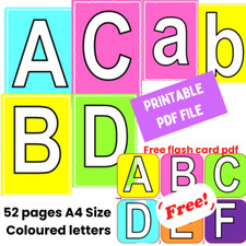 Printable alphabet A-Z Large letters 52 set for preschool learning kids A4 pdf picture