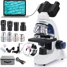 Lab Compound Binocular Microscope 40X-2500X Two-Layer Mechanical Stage LED picture