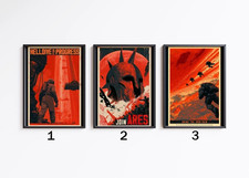 Red Rising Vintage Propaganda Travel Poster, Home Decor picture