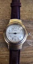 Vintage Fossil Womens Watch PC-9275 Prism Crystal Brown Leather band Gold Tone picture