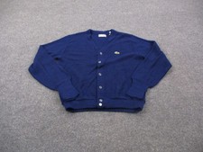 Vintage Izod Locoste Sweater Men M Blue Acrylic Classic Cardigan USA Grandpa 90s picture