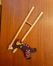 Vintage Wooden Clown Acrobat Squeeze Ladder Flip Toy Working Folk Art picture