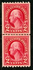 USA 1923 Washington 2¢ Carmine Perf 10 Horz Line Pair Scott #606 MNH C94 picture