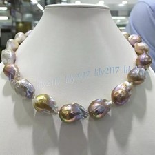 Huge 15-25mm Natural South Sea Multicolor Keshi Baroque Pearl Necklace 14-36inch picture