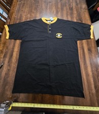 VTG 90s Pittsburgh Steelers Henley Shirt Black Yellow Ringer Trim NWOT XL picture
