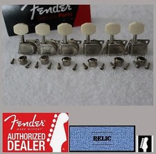 Fender Aged/Relic 6 inline 'F' 70's Style Tuners - Nickel w Beige Cream Buttons picture