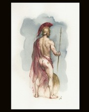 Original Watercolor Painting Male Figure Portrait Book Page  (5.5 × 8.5 inches) picture