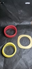 Vintage 1930s Tested Bakelite Catalin Bangle Lot of 3 – Red+Butterscotch+ Cream picture