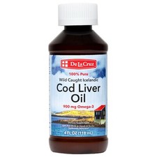 De La Cruz Pure Icelandic Cod Liver Oil Liquid, Wild-Caught 4 FL OZ  Exp 1/2028 picture
