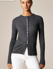 J. Crew Women's Carbon Wide-Rib Soft 100% Merino Wool Knit Cardigan Sweater XL picture