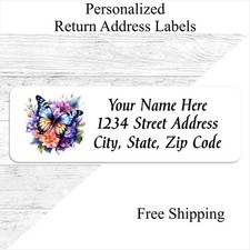 60 Floral Butterfly Personalized Return Address Labels Printed 3/4