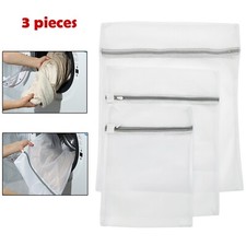 3 Pcs Nylon Coarse Mesh Laundry Bags Zipped Basket for Clothes Socks Net Mesh picture