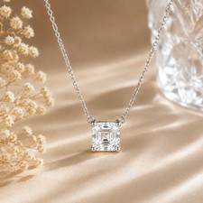 IGI 1.48 Ct Asscher Lab Grown Diamond Solitaire Pendant 18