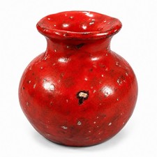 Vintage Red Glazed Pottery Vase Small Ceramic Clay Decorative Pot 4.75” picture