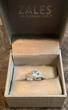 Zales Princess-Cut White and Blue Topaz Sterling Silver Prong Designer Ring Sz 7 picture