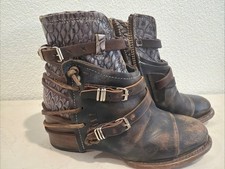 FREEBIRD by Steven Crue Distressed Ankle Boots & Booties Size 6 Gray Brown picture