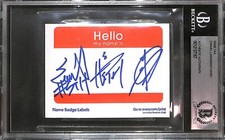 Cima & T-Hawk El Lindaman Signed Name Tag BAS Beckett COA AEW OWE Strong Hearts picture