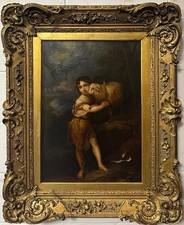 After Murillo (19TH Cen-ry) : St John With The Lamb Of God , Oil On Canvas picture