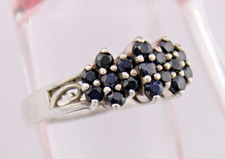 JTV Signed CN Black Spinel Cluster Sterling Silver Ring sz6.75 picture