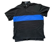 Sz L Ralph Lauren Polo Y2K Era Vintage Short Sleeved Polo Shirt Color Block Blue picture