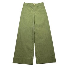 Maeve by Anthropologie The Colette Wide Leg Pants Green Linen Blend Size 26 picture