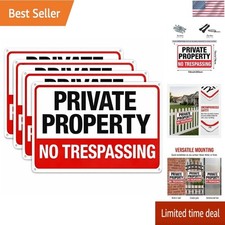 4Pack No Trespassing Signs Private Property Metal Sign 10 x 7 In Aluminum picture