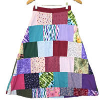 VTG 80s Patchwork Skirt Star Wars Fabric Novelty Boho Hippie A Line Handmade S picture