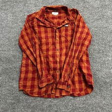 Columbia Button Down Mens Size 2XT Red Orange Buffalo Plaid Stretch Long Sleeve picture