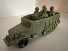 VINTAGE MARX BATTLEGROUND-OLIVE DRAB HALF TRACK W/05-SEATED MARINES-VG HTF LOT picture