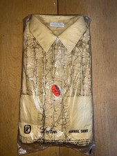 VINTAGE DEADSTOCK 1960’s DELTON RUFFLED YELLOW MUSTARD TUXEDO SHIRT WEDDING PROM picture