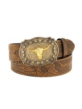Verdusa Women's Vintage Western Leather Buckle Belt Yellow Brown Cattle 100 picture