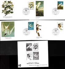 1995 France Sc #2462-2465 J.J. Audubon Birds on Cacheted FDCs + Non-Postal Proof picture