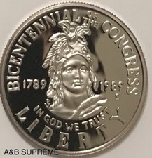 1989 S Congress Bicentennial Commemorative Half Dollar Clad Gem Cameo Proof picture