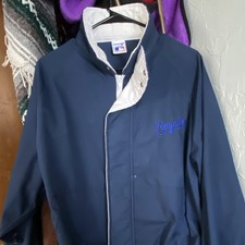 Russell Men's XL Blue/White Full Zip Jacket Stand-Up Collar Embroidered Logo picture