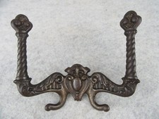 Antique Fancy Victorian Baroque Four Cast Iron Furniture Coat Hat Hooks Hardware picture