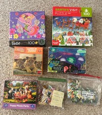Lot of 7 Kids Jigsaw Puzzles Disney Nat Geo Mudpuppy 3D Glow 25-100 Pcs picture