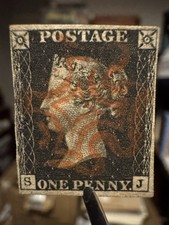GB QV 1840 1d Penny Black SG1 SJ Red Maltese cross cat £525 4 margin picture