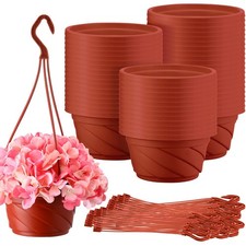 50 Pcs Plastic Hanging Planter Round Hanging Pot for Plants Containers with H... picture