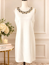 Ted Baker White Sleeveless Shift Dress Peter Pan Beaded Sequin Collar 4 picture