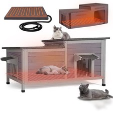 Large Heated Outdoor Cat House with Insulated Liner for 1-4 Cats picture