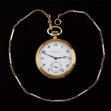 ANTIQUE 46MM VACHERON & CONSTANTIN 14K SOLID GOLD POCKET WATCH & CHAIN, SERVICED picture