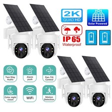 2/4 PacK Solar Powered Wireless Security Camera System PTZ WiFi Battery Camera picture