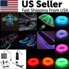 Neon LED Light Glow EL Wire String Strip Rope Tube Decor Car Party + Controller picture