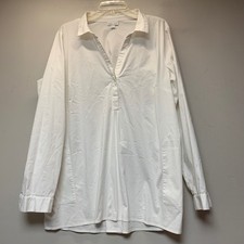 J. Jill White Shirt Collection Tunic Womens L Tall White Excellent Split Neck picture
