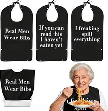3 Pcs Funny Adult Bibs for Men Washable Waterproof Adult Bib for Eating with Cru picture