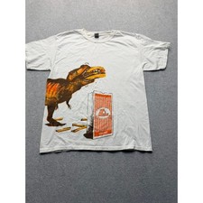 Whataburger T-Rex Dinosaur Eating Burger Graphic T-Shirt White Youth XL Gildan picture