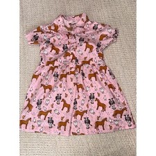 Wrangler Toddler Girls Pink Farm Animal Western Snap Dress Size 3T Horse Cow picture